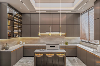 create interior design home office restaurant bar and 3d with realistic render