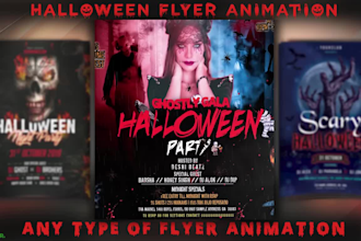 do halloween night scary flyer animation, nightmare for instagram reels