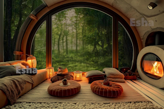 make 4k rain video,cozy cabin ambience