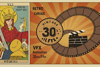 do retro vintage comic,vintage tarotcard,vtuber,vfx animation,vintage logo