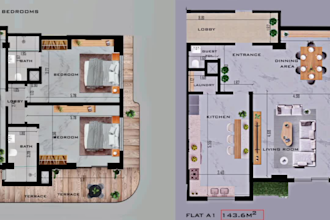 create 2d colored floor plan in high quality