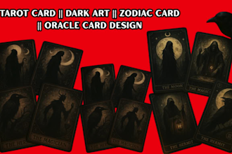 tarot card design dark art nouveau illustration board game playing card tcg game