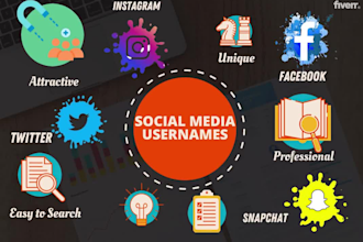 write a unique and creative usernames for social media