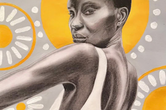 draw a stunning pencil or charcoal portrait with a beautiful afrocentric twist