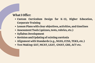 do course content and curriculum development for any subject