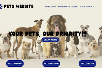 create wordpress website for dogs, cats, pet training, pet care, pets website