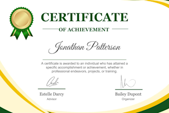 do the certificate design,  award certificate and diploma certificate