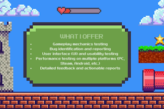 qa test and give you feedback on your PC and mobile games