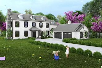 do 3d house exterior design and realistic render