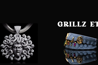 do 3d cad grillz 3d ring necklace jewelry design, earring bracelet, 3d cad model
