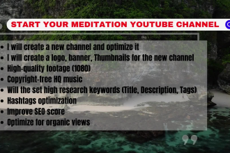 design a youtube meditation channel and upload 30 relaxing videos, SEO optimized