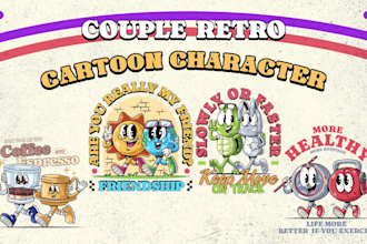 create classic vintage retro cartoon mascot character illustration logo