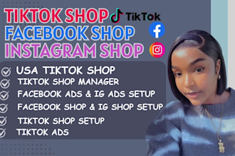 setup facebook shop instgram shop tiktok shop integrated with ecommerce store