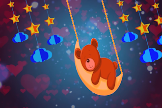 create original 30 baby sleep, lullaby music videos with youtube channel