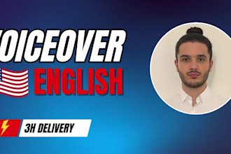 record a professional english voice over for your project
