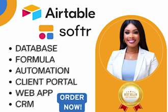 set up  airtable, airtable database, automation, softr webapp and client portal