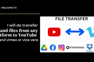 transfer video and files from any platform to youtube and vimeo or vice vera
