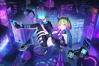do amazing splash art live2d character anime high quality