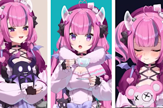 draw and rig 2d vtuber model, live2d model, vtuber commission, live2d model