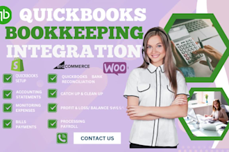 clean up integrate setup quickbooks, xero with shopify, woocommerce, bigcommerce