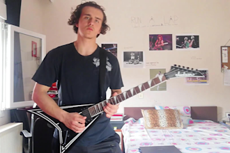 compose a hard rock or metal song for you on the guitar