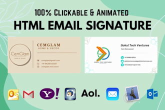 create a clickable and animated HTML email signature
