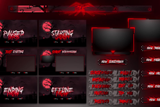 design horror twitch overlay and logo for your stream