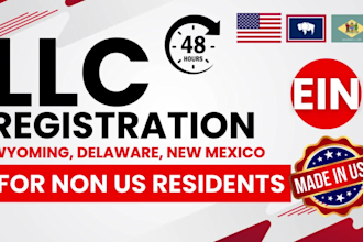 register US llc wyoming delaware for non us resident get ein and us bank account