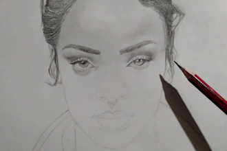 draw amazing realistic portrait pencil from a photo with a timelapse video
