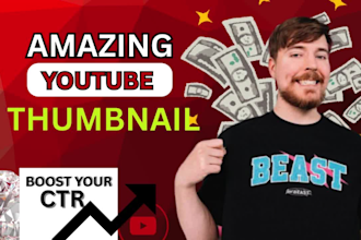 design professional and clickbait youtube thumbnails in 24 hours