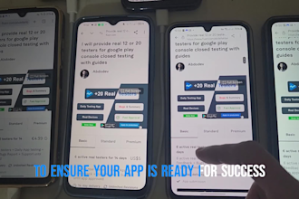 provide real 12 or 20 testers for google play console closed testing with guides
