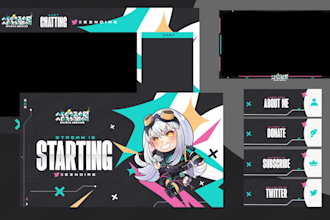 design animated vtuber twitch or youtube stream overlays