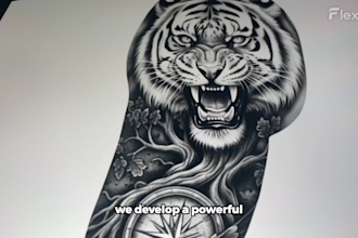 design a custom realistic tattoo portrait, sleeve, black , grey