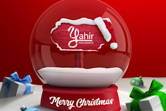 put your logo or message in a christmas snow globe in photoshop