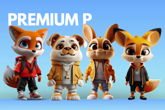 design 3d modeling character for 3d game, mascot, 3d printing with cartoon style