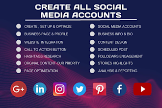 perfect create and set up social media accounts and business pages