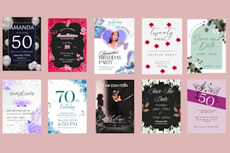 design wedding invitation, save the date card, rsvp, menu card within 24hours