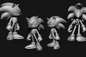 do 3d articulated action model, dummy 13 figures and 3d sonic action figure
