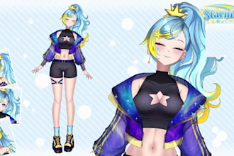 design quality live2d vtuber model, 2d vtuber model, anime character