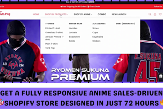 design anime shopify manga clothing store anime clothing dropshipping website