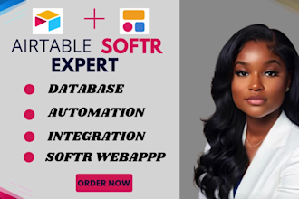 airtable database,automation, and develop a professional wedapp using softr