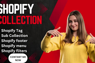 add and fix shopify menus, tags, navigations, footer collections, sub collection
