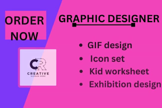 design GIF design, icon set, kid worksheet, digital brochure