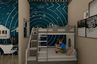 3d design children bedroom and rendering