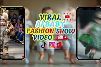 create a viral captivating ai baby fashion show videos, promote brand cloths
