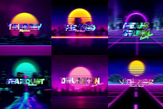make 80s futuristic retro cyberpunk logo and cover  for you