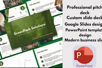 design modern powerpoint presentations, pitch decks and templates custom slides