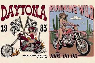 draw a vintage western cowgirl design for logo and t shirts