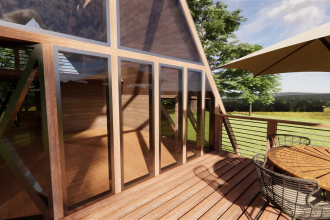 model your cabin home in sketchup, render in enscape or lumion