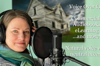 record a female american or canadian voice over in your desired tone